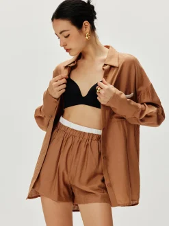 Discount Contrast Binding Loose Shorts Set Shorts Sets|Shorts