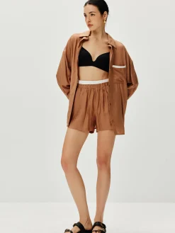 Discount Contrast Binding Loose Shorts Set Shorts Sets|Shorts