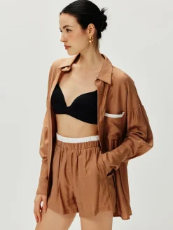 Discount Contrast Binding Loose Shorts Set Shorts Sets|Shorts