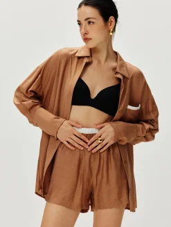 Discount Contrast Binding Loose Shorts Set Shorts Sets|Shorts
