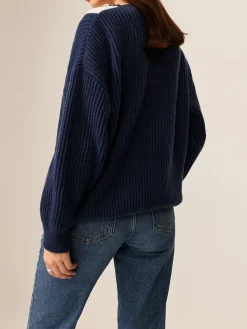 Hot Contrast Binding Off-Shoulder Sweater Sweater Tops|Sweaters & Cardigans