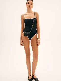 Discount Contrast Binding One Piece Swimsuit Swimwear|Tops