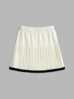 Best Contrast Binding Pleated Mini Sweater Skirt Knitwear