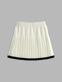 Best Contrast Binding Pleated Mini Sweater Skirt Knitwear