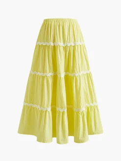 Discount Contrast Binding Pleated Skirt Set Skirt Sets|Long Sleeve Sets
