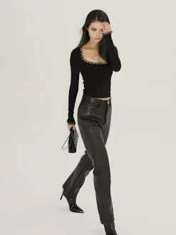 New Contrast Binding Ribbed T-Shirt T-shirts|Tops