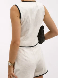 Sale Contrast Binding V-Neck Sleeveless Shorts Set Shorts Sets|Shorts