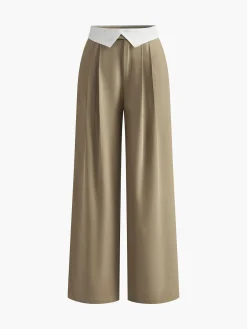 Contrast Binding Wide-Leg Pants Pants|Bottoms