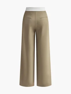 Contrast Binding Wide-Leg Pants Pants|Bottoms