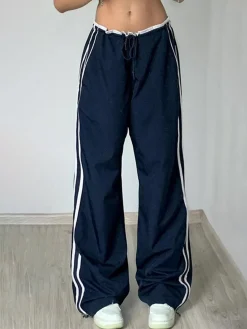 Sale Contrast Binding Zipper Long Pants Pants|Bottoms