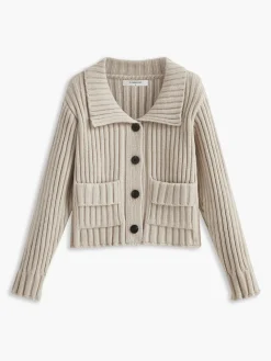 Clearance Contrast Button Ribbed Cardigan Cardigans|Sweaters & Cardigans