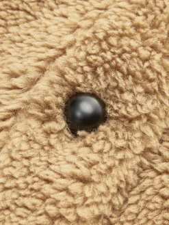 New Contrast Collar Button Fleece Jacket Outerwear|Jackets