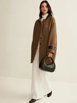 Clearance Contrast Collar Button Wool Coat Outerwear|Coats