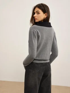 Sale Contrast Collar Slim Button Cardigan Cardigans|Sweaters & Cardigans