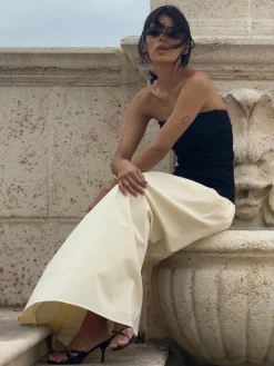 Contrast Color Tube Long Dress Casual Dresses|Work Dresses