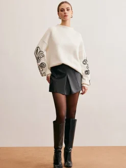 Best Contrast Curve Shift Sweater Sweater Tops|Sweaters & Cardigans