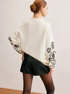 Best Contrast Curve Shift Sweater Sweater Tops|Sweaters & Cardigans
