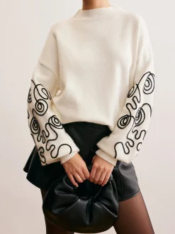 Contrast Curve Shift Sweater Sweater Tops|Sweaters & Cardigans
