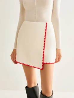 Discount Contrast Embroidered Trim Tweed Skirt Skirts|Matching Sets