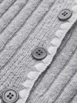 Best Contrast Embroidered Trim Button Cardigan Cardigans|Sweaters & Cardigans
