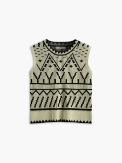 Clearance Contrast Knit Vest Sweater Vests|Sweaters & Cardigans