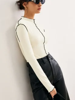 Discount Contrast Lettuce Trim Blouse Blouses & Shirts|Tops