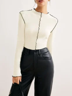 Discount Contrast Lettuce Trim Blouse Blouses & Shirts|Tops