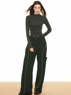 Contrast Piping Drawstring Pants Pants|Bottoms