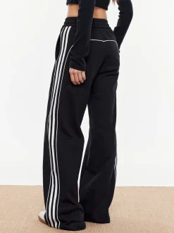 Outlet Contrast Piping Drawstring Sweatpants Pants|Bottoms