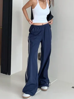 Clearance Contrast Piping Drawstring Pants Pants|Bottoms