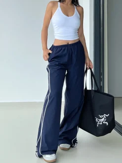 Clearance Contrast Piping Drawstring Pants Pants|Bottoms