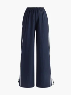 Clearance Contrast Piping Drawstring Pants Pants|Bottoms