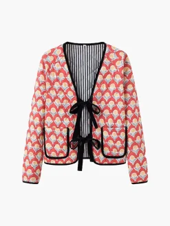 Best Contrast Piping Lace Up Jacket Outerwear|Jackets