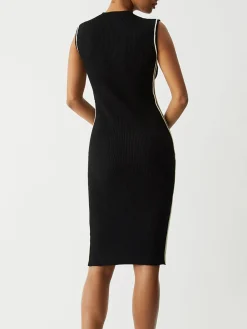 Discount Contrast Piping Midi Sweater Dress Black Dresses|Sweater Dresses