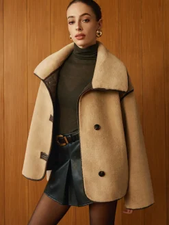 Best Contrast Piping Shift Minky Coat Outerwear|Jackets