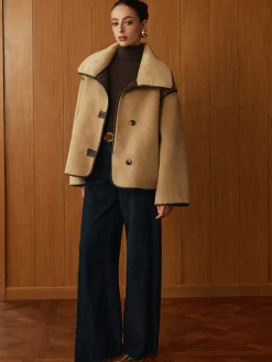 Best Contrast Piping Shift Minky Coat Outerwear|Jackets