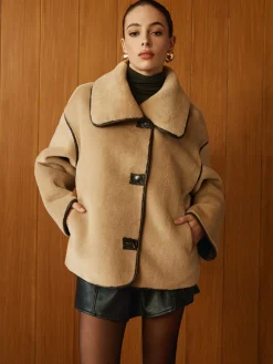 Best Contrast Piping Shift Minky Coat Outerwear|Jackets