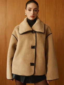 Best Contrast Piping Shift Minky Coat Outerwear|Jackets