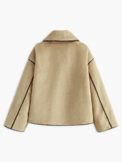 Best Contrast Piping Shift Minky Coat Outerwear|Jackets