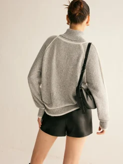 Clearance Contrast Piping Turtleneck Sweater Sweater Tops|Sweaters & Cardigans