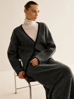 New Contrast Side Piping Belted Sweater Co-ords Sweater Tops|Sweaters & Cardigans