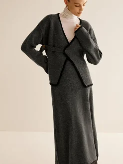 New Contrast Side Piping Belted Sweater Co-ords Sweater Tops|Sweaters & Cardigans