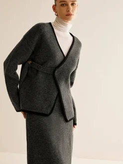 New Contrast Side Piping Belted Sweater Co-ords Sweater Tops|Sweaters & Cardigans
