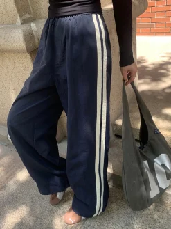 Clearance Contrast Side Trim Drawstring Pants Pants|Bottoms