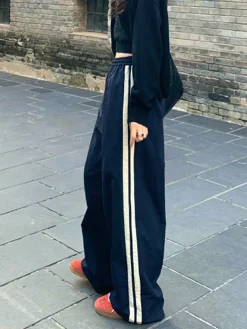 Clearance Contrast Side Trim Drawstring Pants Pants|Bottoms