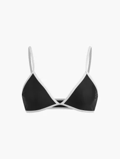 Outlet Contrast Strap Triangle Bikini Set Swimwear|Tops