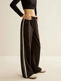 Clearance Contrast Striped Elastic Waist Pants Pants|Bottoms