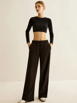 Clearance Contrast Striped Elastic Waist Pants Pants|Bottoms