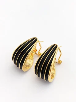 Contrast Striped Hoop Earrings Earrings|Accessories