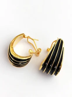Contrast Striped Hoop Earrings Earrings|Accessories